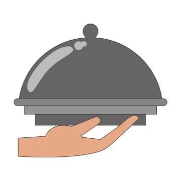 Platter with waiter hand design Stock Illustration