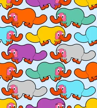 Platypus cartoon pattern seamless. cute duckbill background. Baby fabric text Stock Illustration