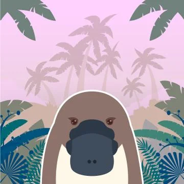 Platypus on the Jungle Background Stock Illustration