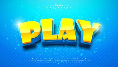 Play 3D Text Effect Design Editable and Scalable Vector Graphic Style Effect Stock Illustration