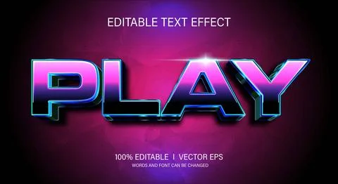 Play 3d vector text effect with modern style design Stock Illustration