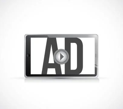 Play ad on a tablet. concept illustration design 스톡 일러스트