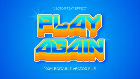 Play Again text effect editable vector 3d for game blue and orange gradient イラスト素材