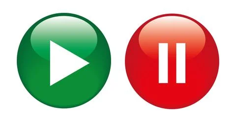 Play and pause 3D buttons, vector illustration. 스톡 일러스트