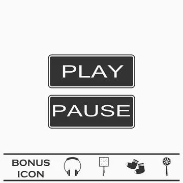 Play and pause button icon flat. Stock Illustration