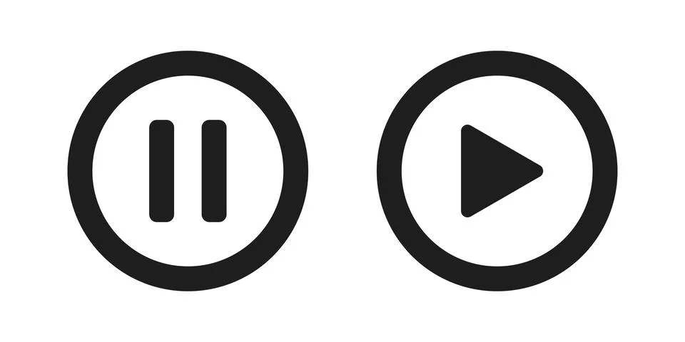 Play and pause buttons icon in flat style. Sound control vector illustratio.. Stock Illustration