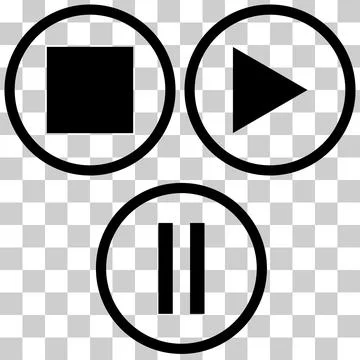 Play and pause icon on transparent background. Play, pause and stop sign. Stock Illustration