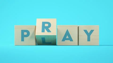 Play and Pray cubes 3d rendering Illustrazione stock