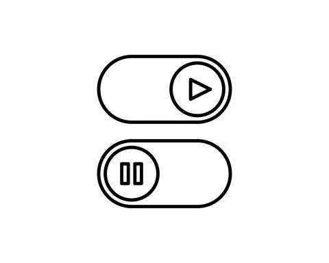 Play and stop button outline icon vector illustration . Switch buttons set wi Stock Illustration