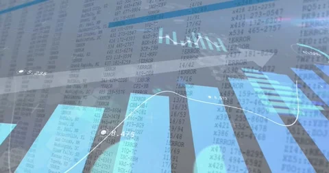 On play animated data viz shifting, bars rising, trend line moving, gauges Stock Footage 329454884