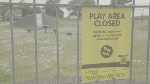 Play area closed sign because of Coronovirus Covid-19 Pandemic Video stock 129894004