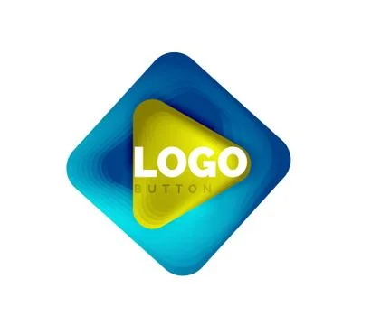 Play, arrow or download button icon, minimal design business logo template. 3d Stock Illustration