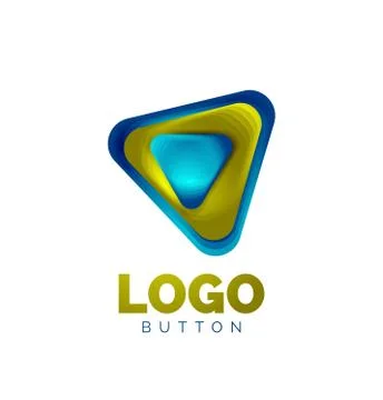 Play, arrow or download button icon, minimal design business logo template. 3d Stock Illustration
