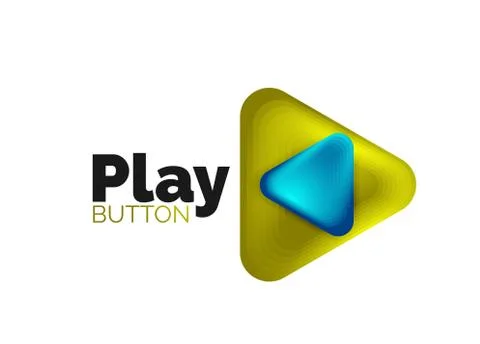 Play, arrow or download button icon, minimal design business logo template. 3d Illustrazione stock