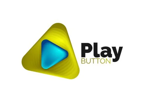 Play, arrow or download button icon, minimal design business logo template. 3d 스톡 일러스트