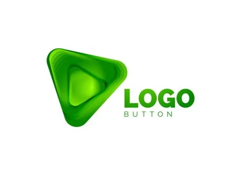 Play, arrow or download button icon, minimal design business logo template. 3d Illustrazione stock