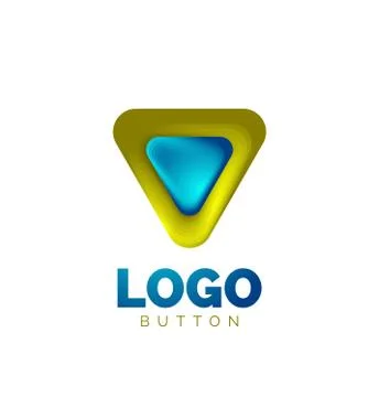 Play, arrow or download button icon, minimal design business logo template. 3d Stock Illustration