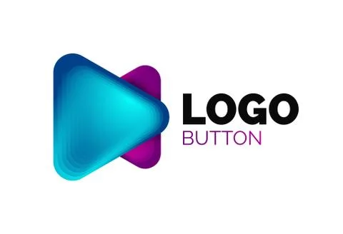 Play, arrow or download button icon, minimal design business logo template. 3d Illustrazione stock