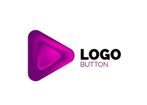 Play, arrow or download button icon, minimal design business logo template. 3d Illustrazione stock