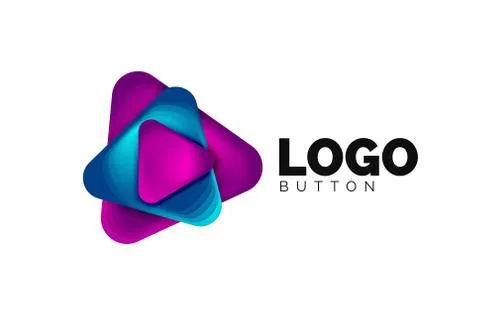 Play, arrow or download button icon, minimal design business logo template. 3d Illustrazione stock