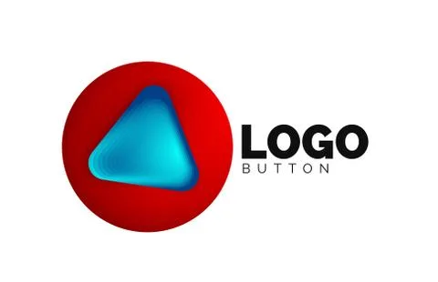 Play, arrow or download button icon, minimal design business logo template. 3d Illustrazione stock