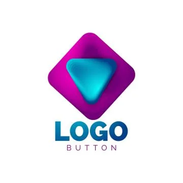 Play, arrow or download button icon, minimal design business logo template. 3d Stock Illustration