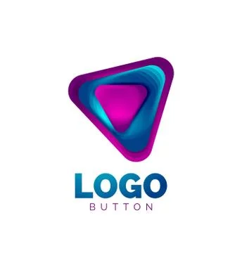 Play, arrow or download button icon, minimal design business logo template. 3d Illustrazione stock