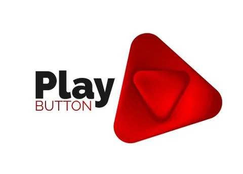 Play, arrow or download button icon, minimal design business logo template. 3d Illustrazione stock