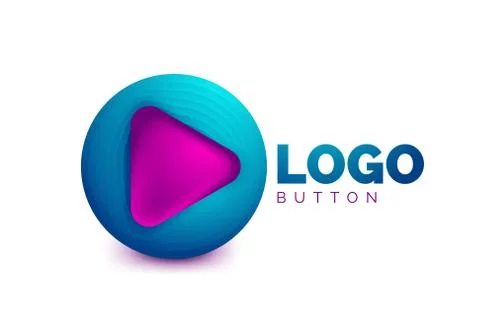 Play, arrow or download button icon, minimal design business logo template. 3d 스톡 일러스트