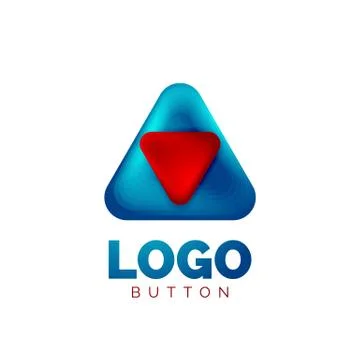Play, arrow or download button icon, minimal design business logo template. 3d Illustrazione stock
