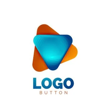 Play, arrow or download button icon, minimal design business logo template. 3d Illustrazione stock