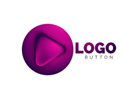 Play, arrow or download button icon, minimal design business logo template. 3d Stock Illustration