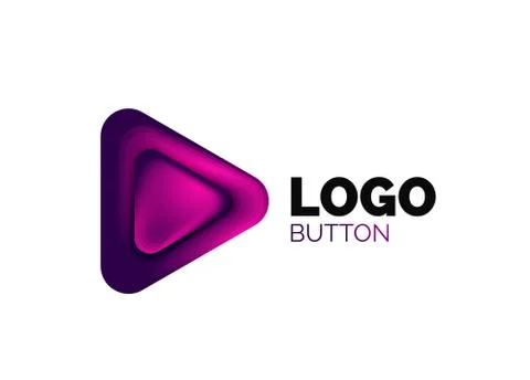 Play, arrow or download button icon, minimal design business logo template. 3d Illustrazione stock