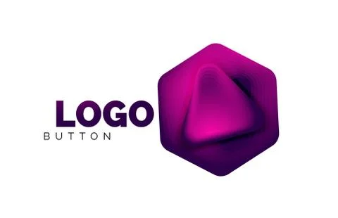 Play, arrow or download button icon, minimal design business logo template. 3d Illustrazione stock