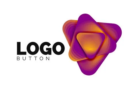 Play, arrow or download button icon, minimal design business logo template. 3d Illustrazione stock