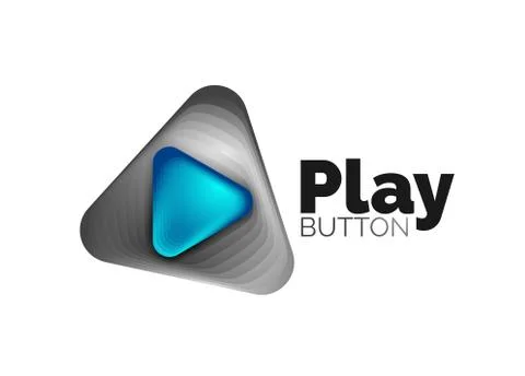 Play, arrow or download button icon, minimal design business logo template. 3d Illustrazione stock