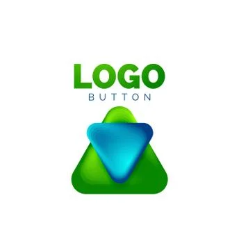 Play, arrow or download button icon, minimal design business logo template. 3d Illustrazione stock