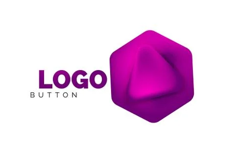 Play, arrow or download button icon, minimal design business logo template. 3d Illustrazione stock