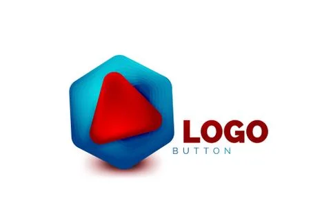 Play, arrow or download button icon, minimal design business logo template. 3d Illustrazione stock