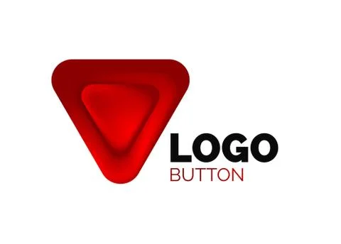 Play, arrow or download button icon, minimal design business logo template. 3d Illustrazione stock