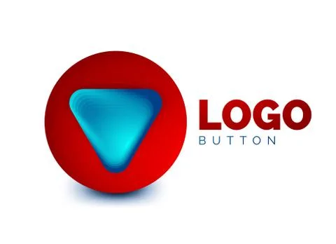 Play, arrow or download button icon, minimal design business logo template. 3d Illustrazione stock