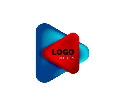 Play, arrow or download button icon, minimal design business logo template. 3d Illustrazione stock