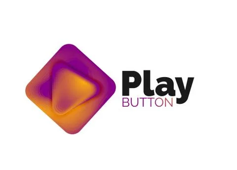 Play, arrow or download button icon, minimal design business logo template. 3d Illustrazione stock