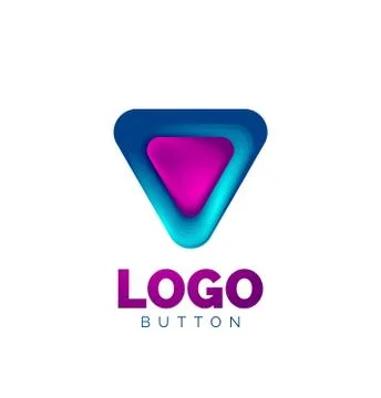 Play, arrow or download button icon, minimal design business logo template. 3d Illustrazione stock
