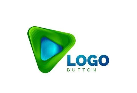 Play, arrow or download button icon, minimal design business logo template. 3d Illustrazione stock