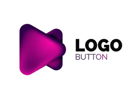 Play, arrow or download button icon, minimal design business logo template. 3d Illustrazione stock