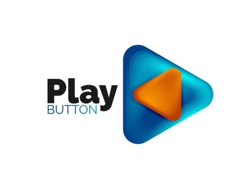 Play, arrow or download button icon, minimal design business logo template. 3d 스톡 일러스트