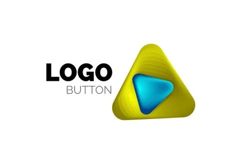 Play, arrow or download button icon, minimal design business logo template. 3d Stock Illustration