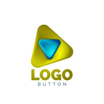 Play, arrow or download button icon, minimal design business logo template. 3d 스톡 일러스트