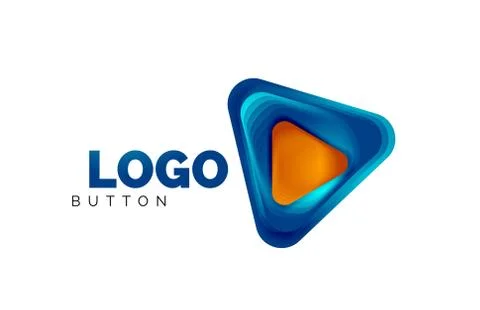 Play, arrow or download button icon, minimal design business logo template. 3d Illustrazione stock